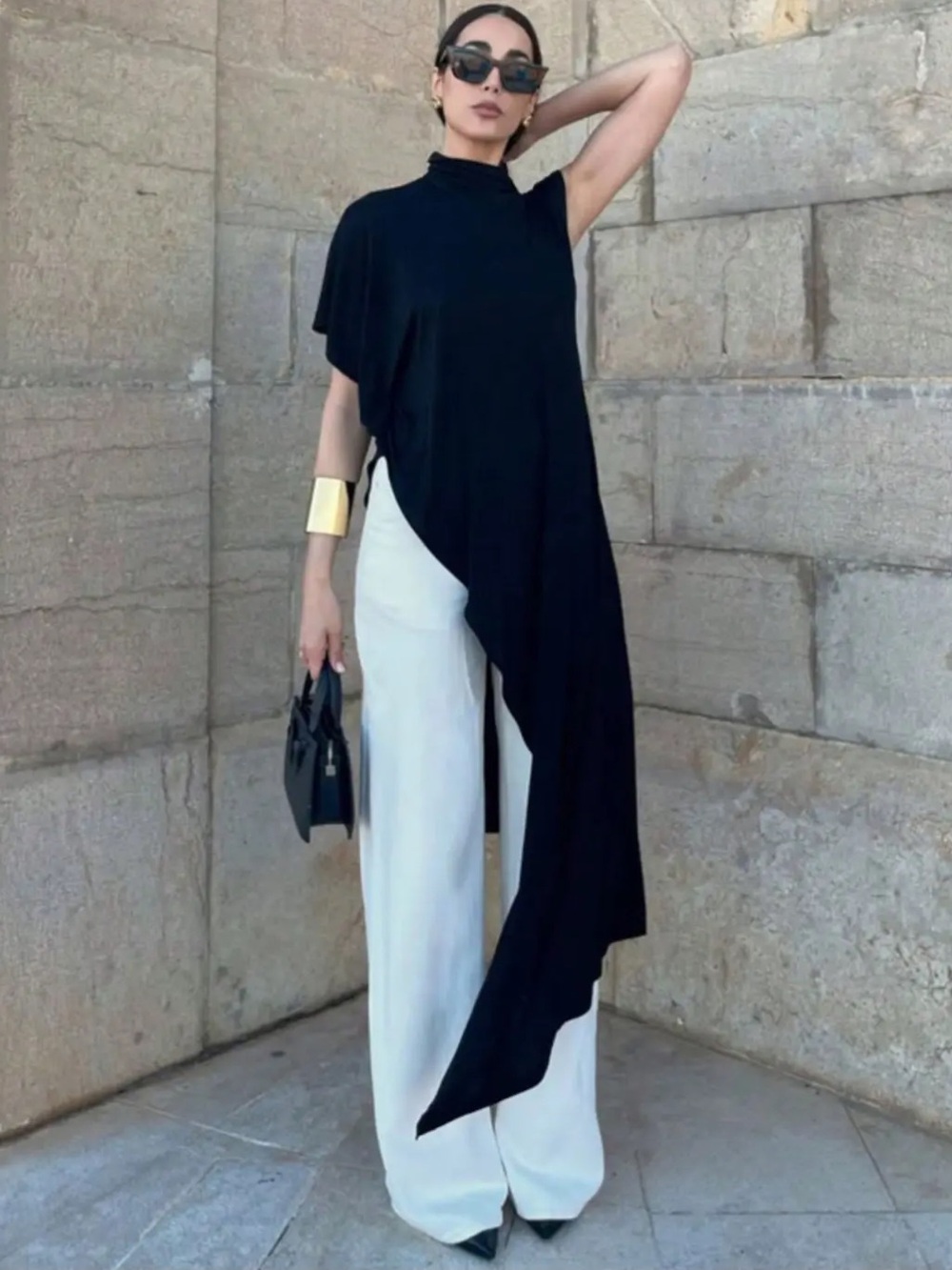 VIRAL Asymmetric Draped Tunic